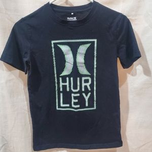 Hurley Black With Green logo Boy's T-shirt 10/12